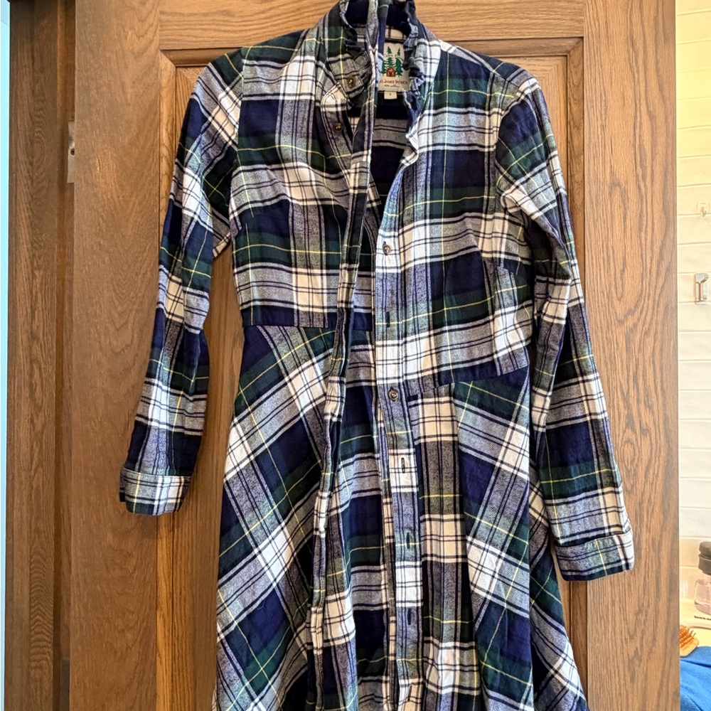 Kiel James Patrick Blue and Green Plaid Mini Dress
